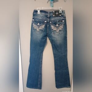 Miss Me Blue Boot Cut Jeans with Silver Embellishments